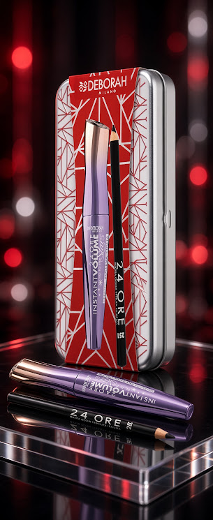 kit Deborah Milano occhi 24ore Cofanetto in latta Deborah Milano 24ore con mascara instant volume e matita occhi nera